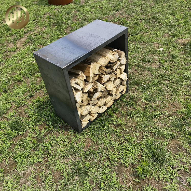 Morden Design rectgular Corten Steel Outdoor Barbecue Wood Storage