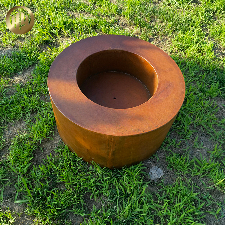 Rust Color Round Corten Steel Wood Burning Heater Metal Garden Fire Pit