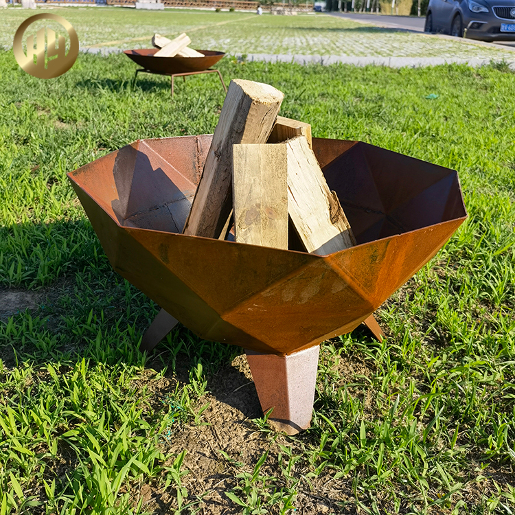 Morden Design Octagon Rusty Outdoor Barbecue Wood Burning Fire Pit