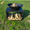 Morden Design Outdoor Barbecue Black Corten Steel Fire Pit With Wood Storage
