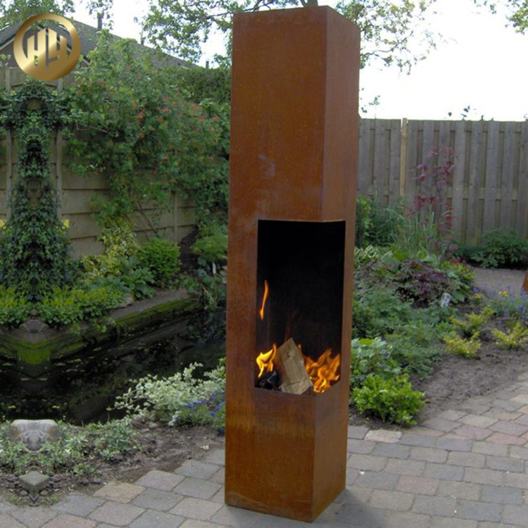 Standing Corten Steel Rusty Metal Heater Outdoor Room Decoration Fire Pit