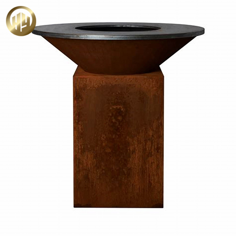 Outdoor Metal Decoration Corten Steel Rusty Rectangular Wood Burning Fire Pit