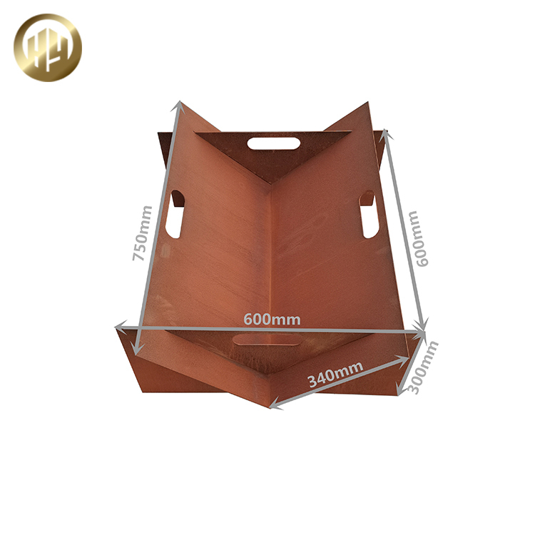 Assembly Corten Steel Rectangular Barbecue Grill Fire Pit Rusty Metal Heater