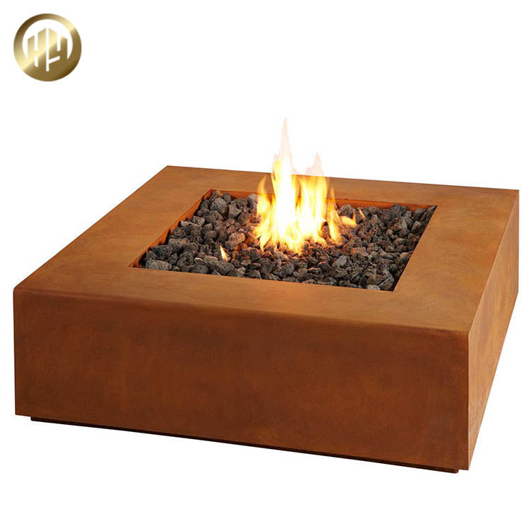Square Corten Steel Metal Wood Burning Garden Heating Fire Pit