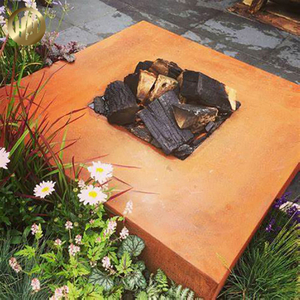 Rectangular Corten Steel Rusty Metal Garden Decoration Fire Pit Heater