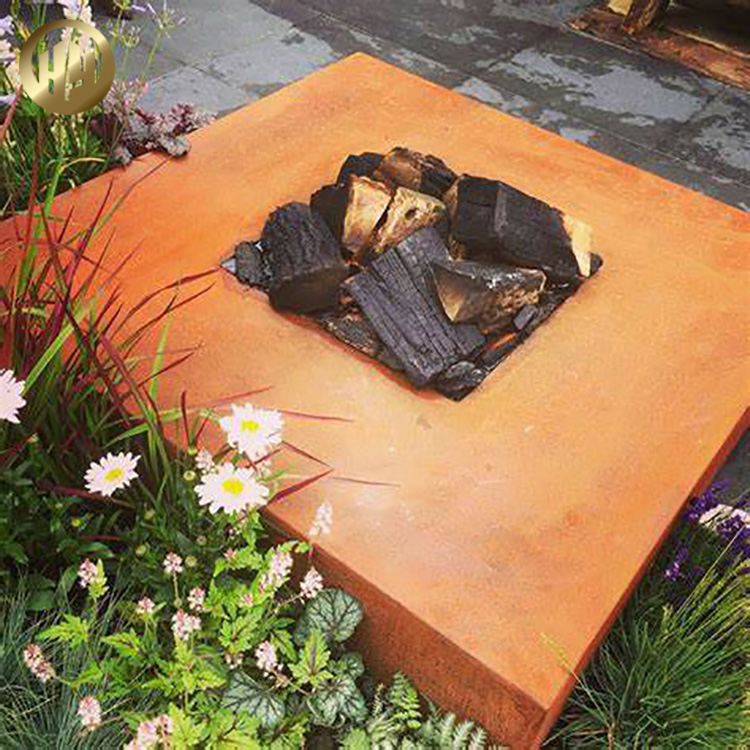 Rectangular Corten Steel Rusty Metal Garden Decoration Fire Pit Heater