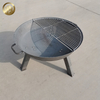 Modern Style Round Fire Pit Barbecue Cover Black Metal Heating Brazier