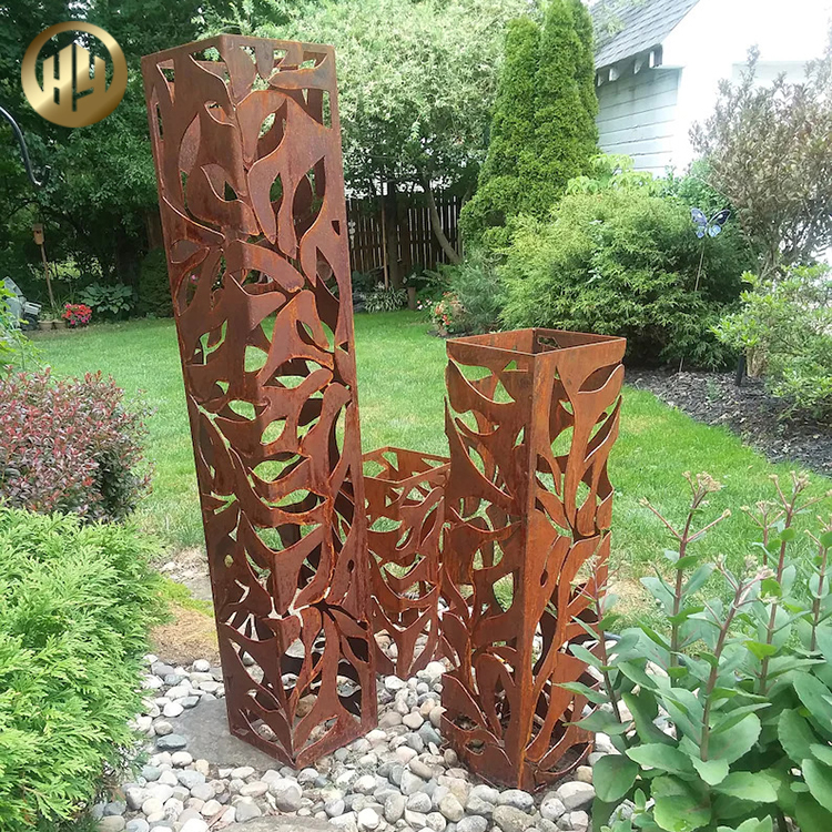 Modern Design Corten Steel Rusty Metal Landscape Light Cover Sculpture