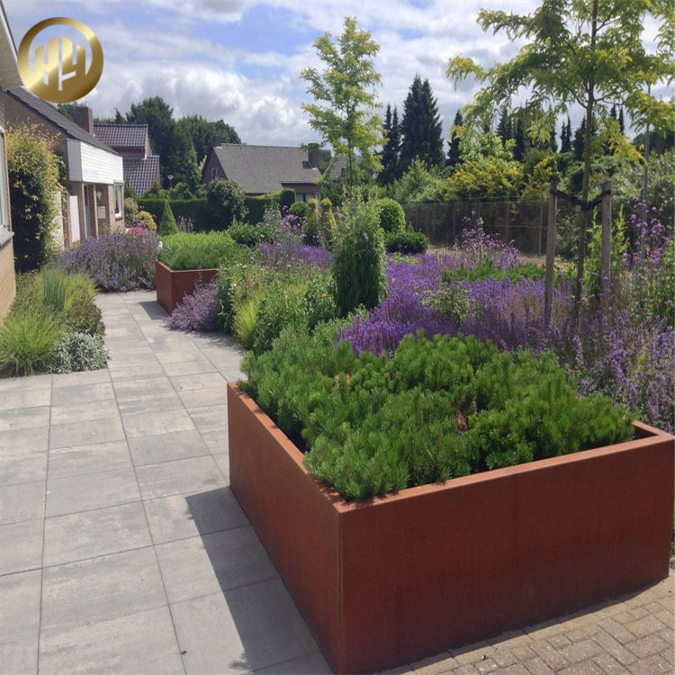 High Quality Flat Rectangular Corten Steel Metal Decoration Planter Pot