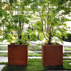 Courtyard Decoration Corten Steel Square Plantador Nursery Box Metal Planter