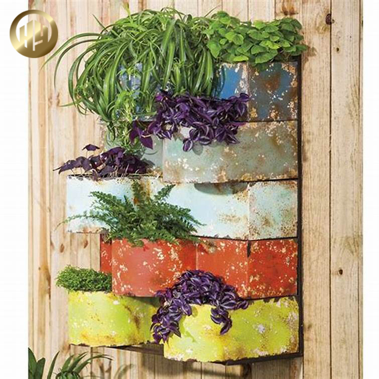 Colourful Distinctive Decoration Flower Planter Metal Wall Hanging Pots