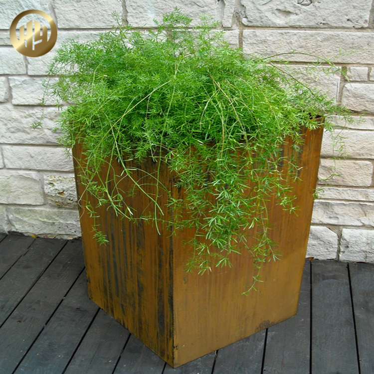 Small Stand Corten Steel Rusty Metal Ornaments Plantador Flower Planter