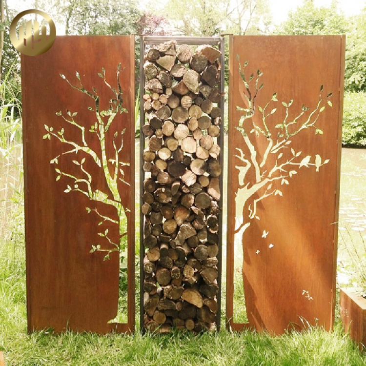 Horizontal Corten Steel Rusty Metal Garden Decoration Metal Screen Panel