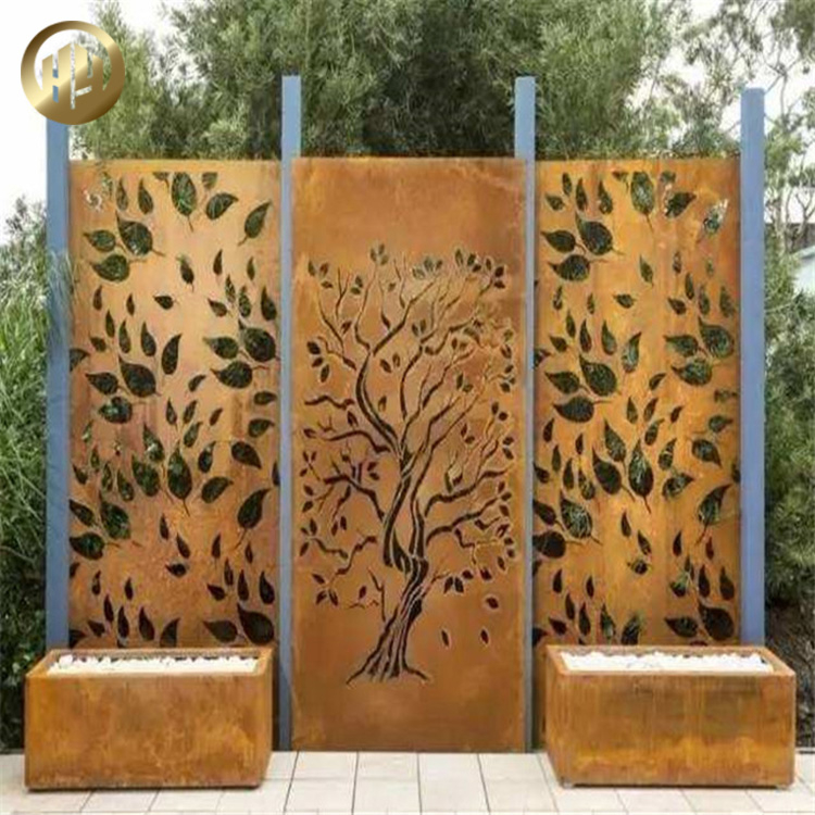 Combination Corten Steel Divided Tree Pattern Design Metal Screen