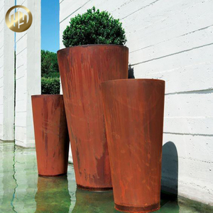 Garden Tapered Corten Steel Metal Decoration Rusty Flower Planter Pot