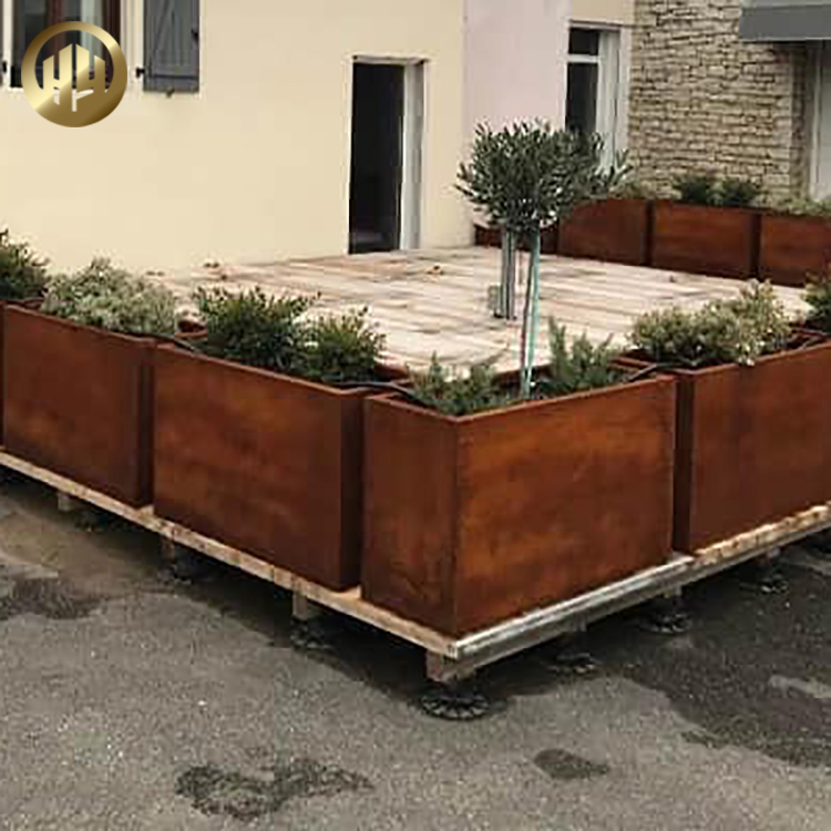 Flat Corten Steel Rusty Metal Garden Decoration Fence Flower Planter