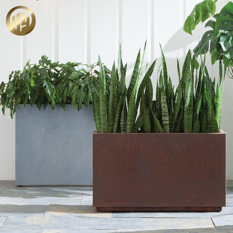 Flat Metal Corten Steel Rusty Decoration Plantador Nursery Planter