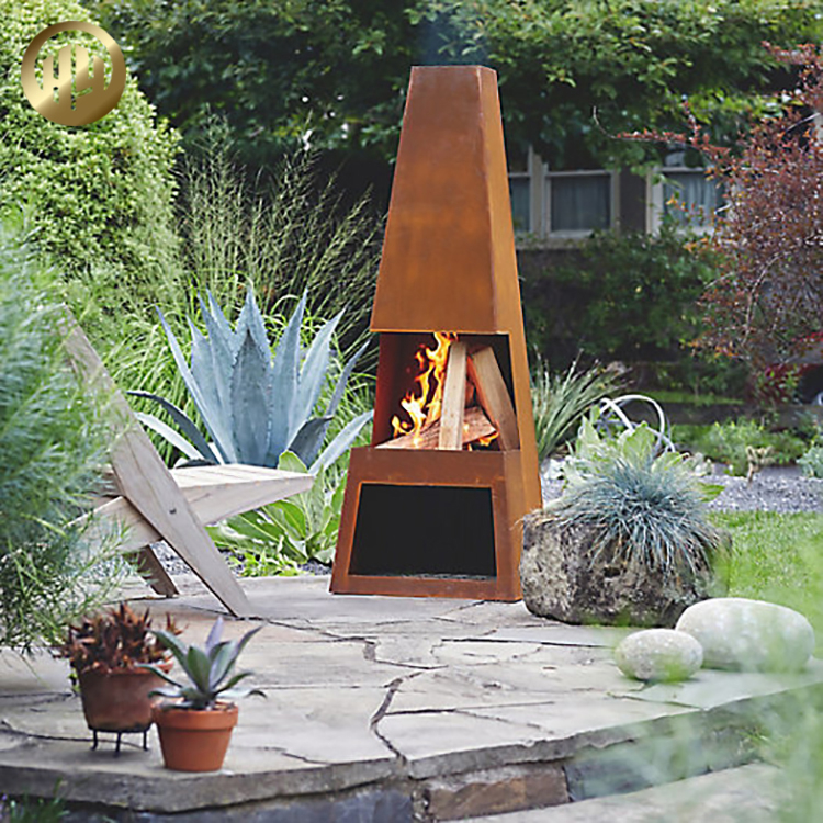 Rusty Treatment Metal Stand Decoration Wood Burning Fire Pit Heater