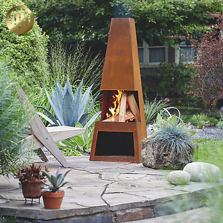 Rectangular Metal Corten Steel Heater Wood Burning Barbecue Fire Pit