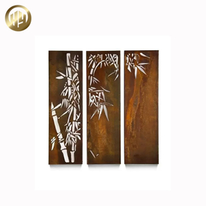 Corten Steel Rusty Metal Laser Cut Pattern Rectangular Panel Screen