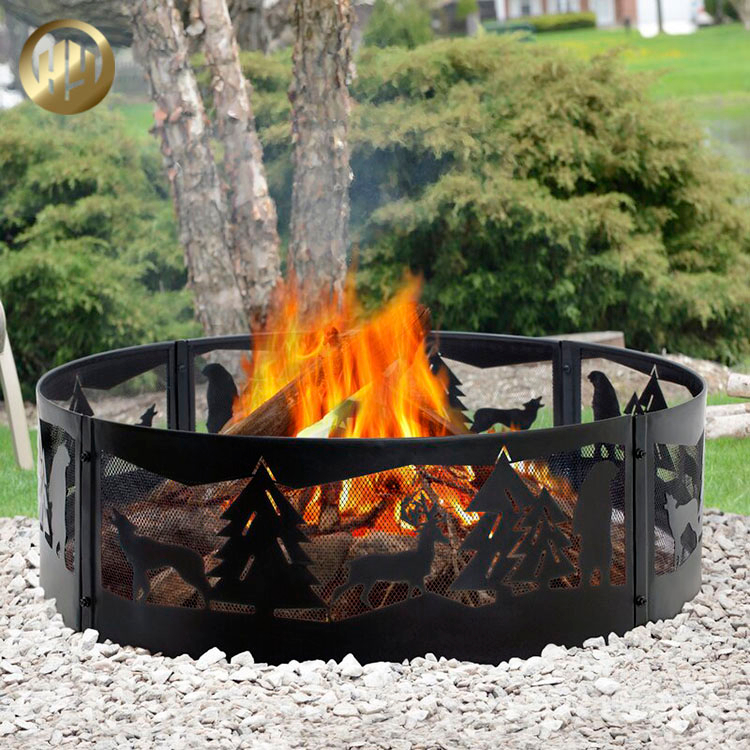 Laser Cut Pattern Metal Round Wood Burning Heater Fire Pit
