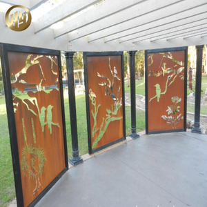 Corten Steel Rusty Metal Rectangular Laser Cut Decoration Screen