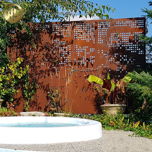Corten Steel Metal Rusty Divider Panel Outdoor Decoration Screen