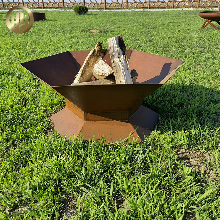 Morden Design Rusty Hexagon Outdoor Barbecue Heater Corten Steel Fire Pit