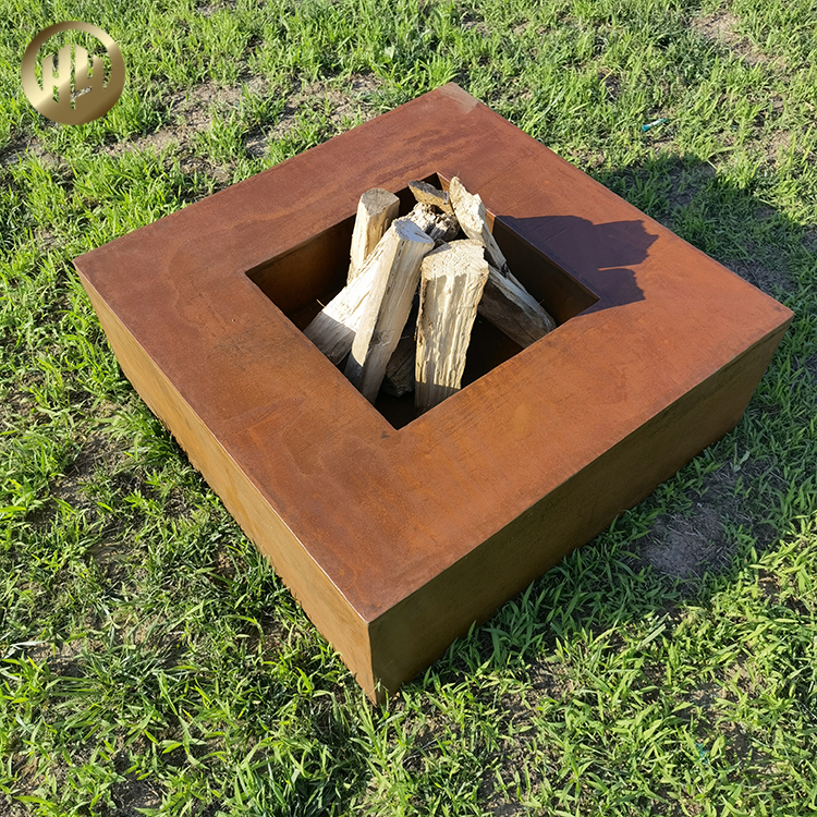 Factory Supply Rectgular Metal Heater Rusty Corten Steel Fire Pit