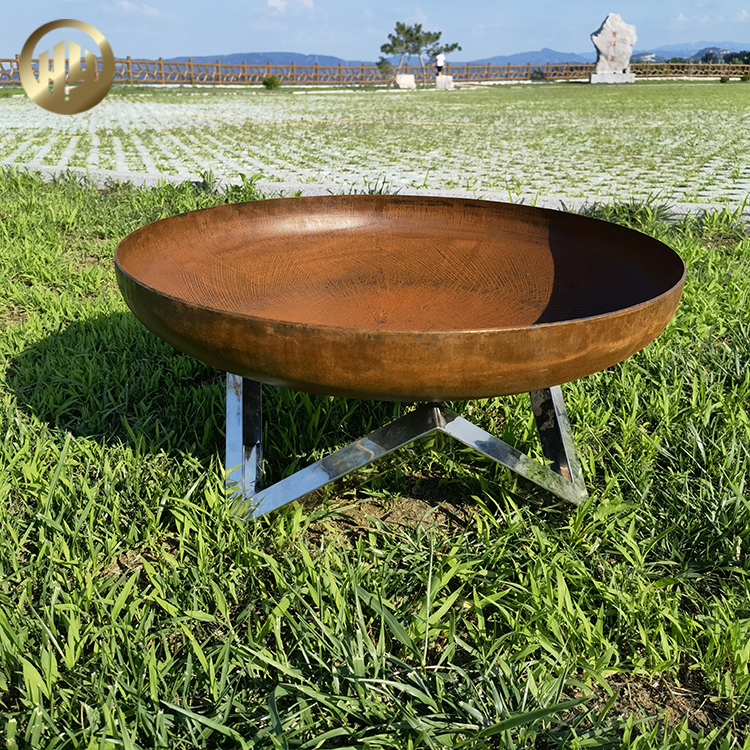 High Quality Corten Steel Rusty Round Heater Wood Burning Fire Pit 