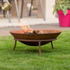 Medium Corten Steel Rusty Garden Round Durable Fire Pit With Feet