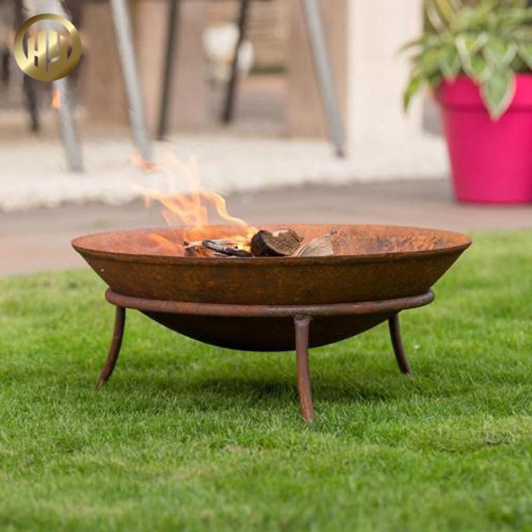 Wholesale Rusty Metal Flat Corten Steel Round Fire Pit Barbecue Heater