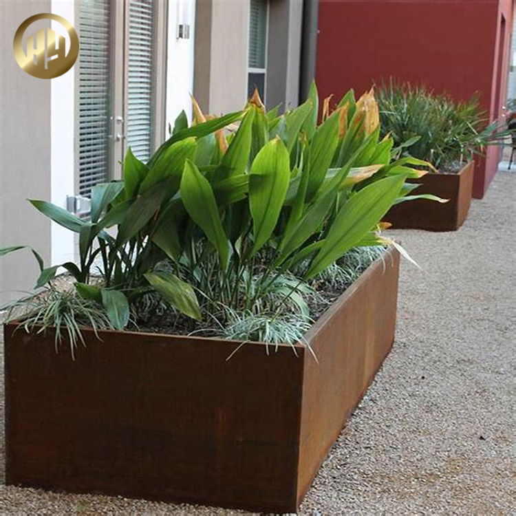 Square Corten Steel Rusty Decoration Practical Plants Nursery Metal Planter