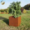 Simple Corten Steel Rusty Square Decoration Metal Flower Planter Pots