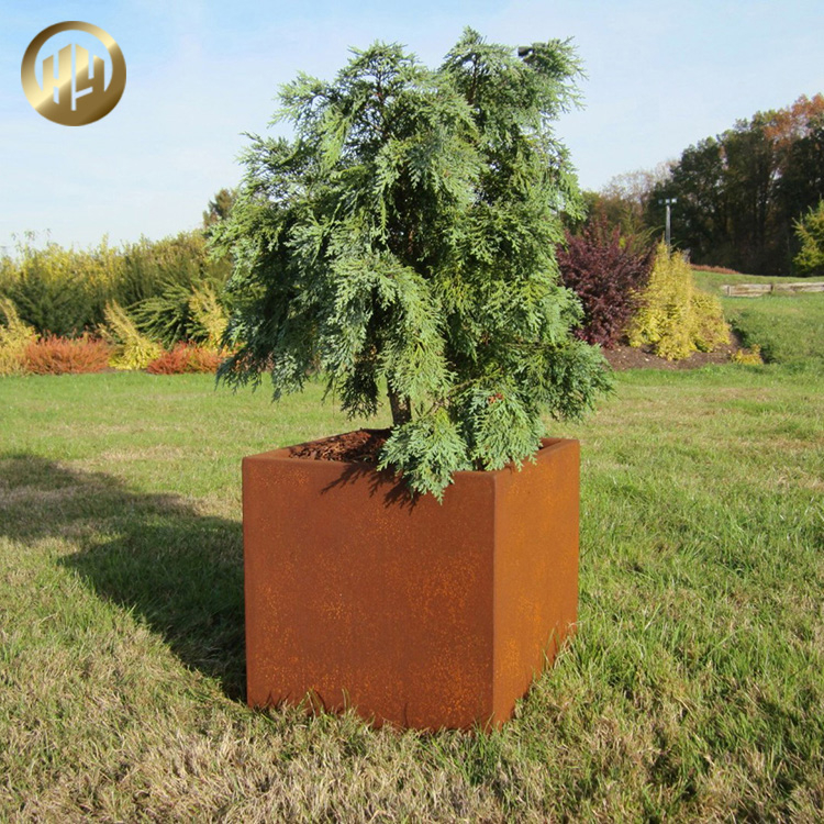 Hot Sale Corten Steel Square Metal Garden Decoration Planter Pot
