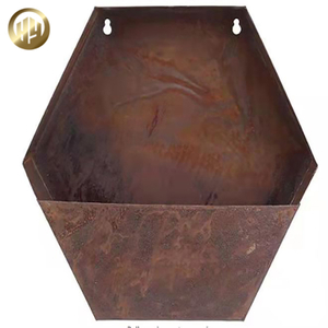 Hexagon Corten Steel Wall Hanging Metal Flower Planter Pot
