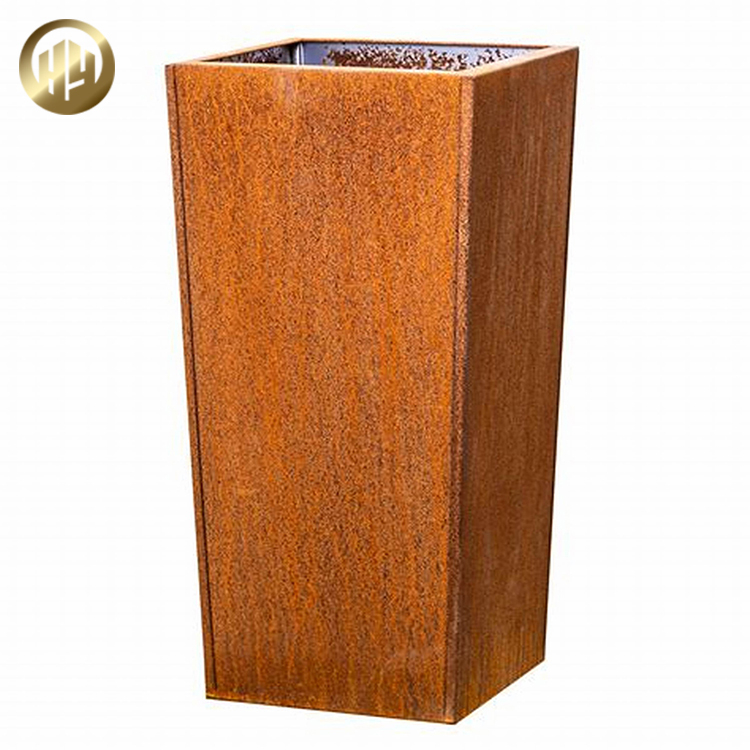 Medium Stand Corten Steel Metal Decoration Pyramid Flower Planter Pot