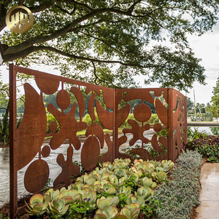 Factory Price Corten Steel Rectangular Simple Pattern Metal Screen
