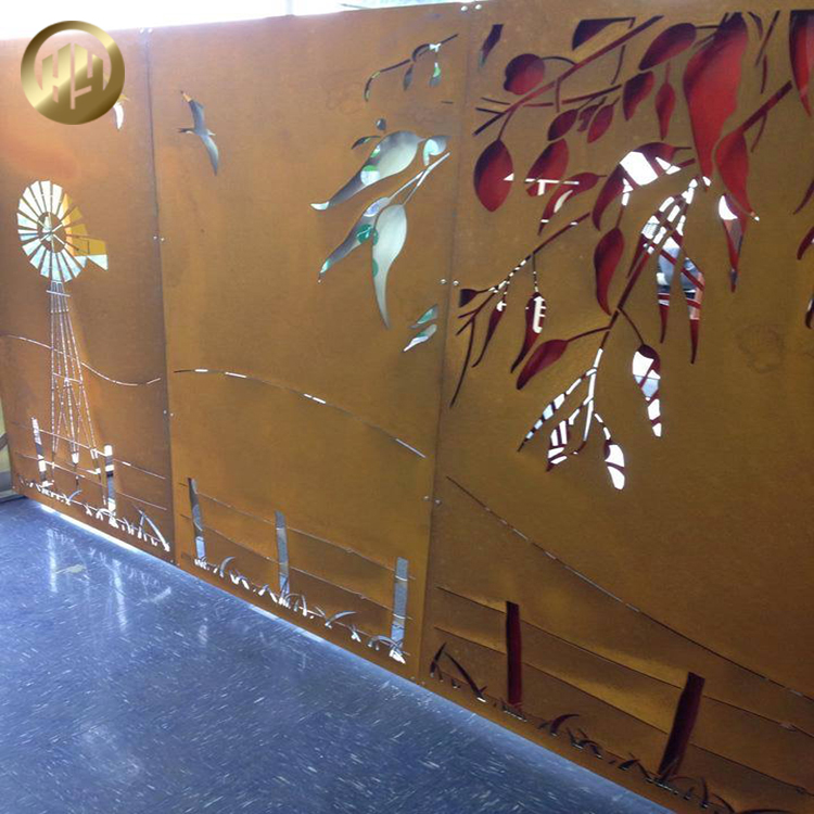 Courtyard Landscape Corten Steel Metal Decoration Screen Laser Cut Plate