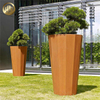 Tapered Corten Steel Rusty Stand Courtyard Metal Decoration Planter