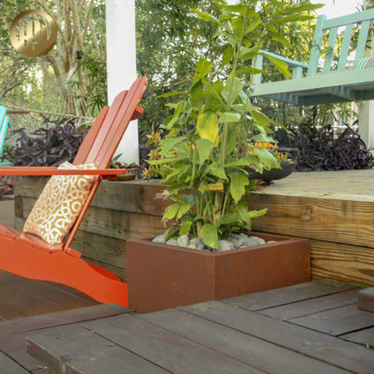 Outdoor Landscape Corten Steel Rusty Square Metal Flower Planter