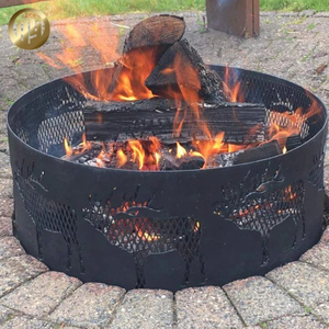 Steel Custom Pattern Assembly Easy Carry Wood Burning Fire Ring