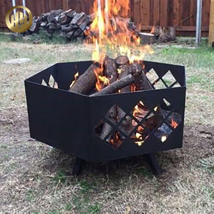 Hot Sale Corten Steel Metal Hexagon Fire Pit Wood Burning Heater