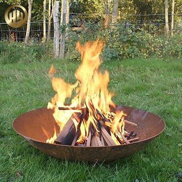 Round Steel Rusty Treatment Heater Metal Wood Burning Fire Bowl Pit