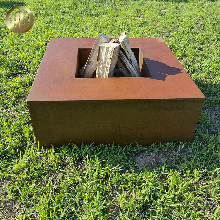Factory Supply Rectgular Metal Heater Rusty Corten Steel Fire Pit