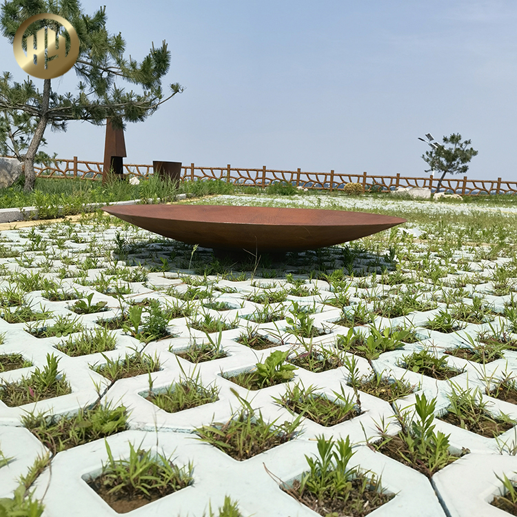 Simple Design Rust Color Round Fire Pit Outdoor Barbecue Wood Burning Heater