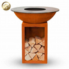 Barbecue Round Fire Pit Rectangular Wood Storage Outdoor Metal Heater