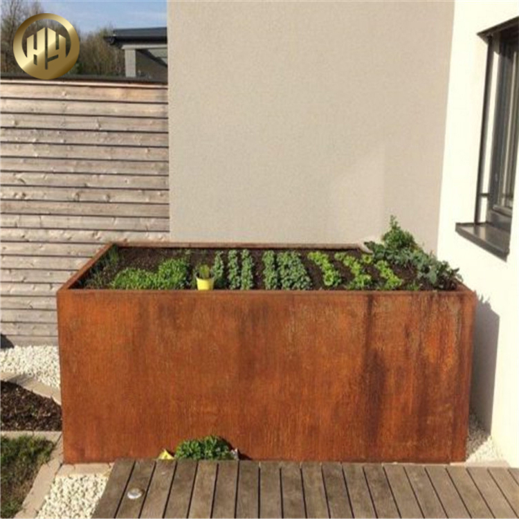 2mm Thickness Rectangular Garden Edges Corten Steel Metal Nursery Box