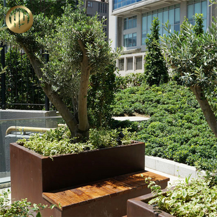 Factory Supply Corten Steel Square Metal Ornaments Decoration Flower Planter