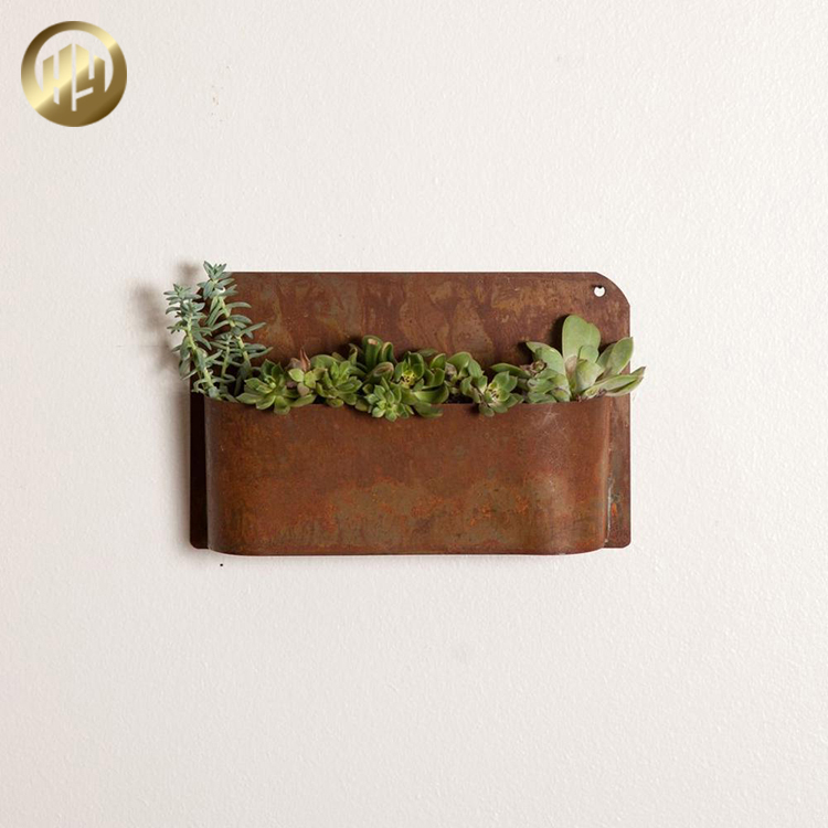 Wholesale Mini Corten Steel Wall Hanging Metal Decoration Planter